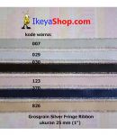 Grosgrain Silver Fringe Ribbon ukuran 2,5 cm (1″)